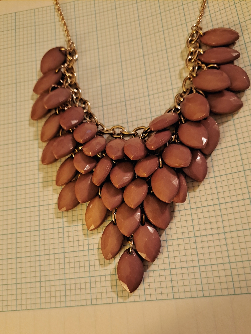 Statement Necklace in Rosewood Brown Gold Tone - Fashion Jewelry